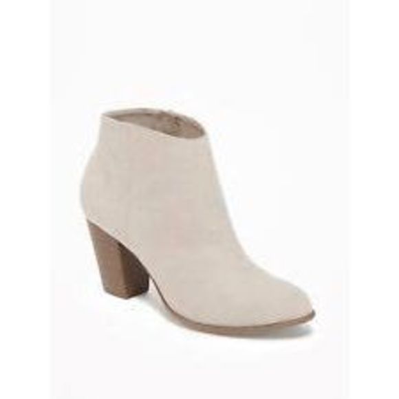 Old Navy Sueded Block-Heel Booties, Ankle Boots- Cream Color, Size 9 - Picture 11 of 12